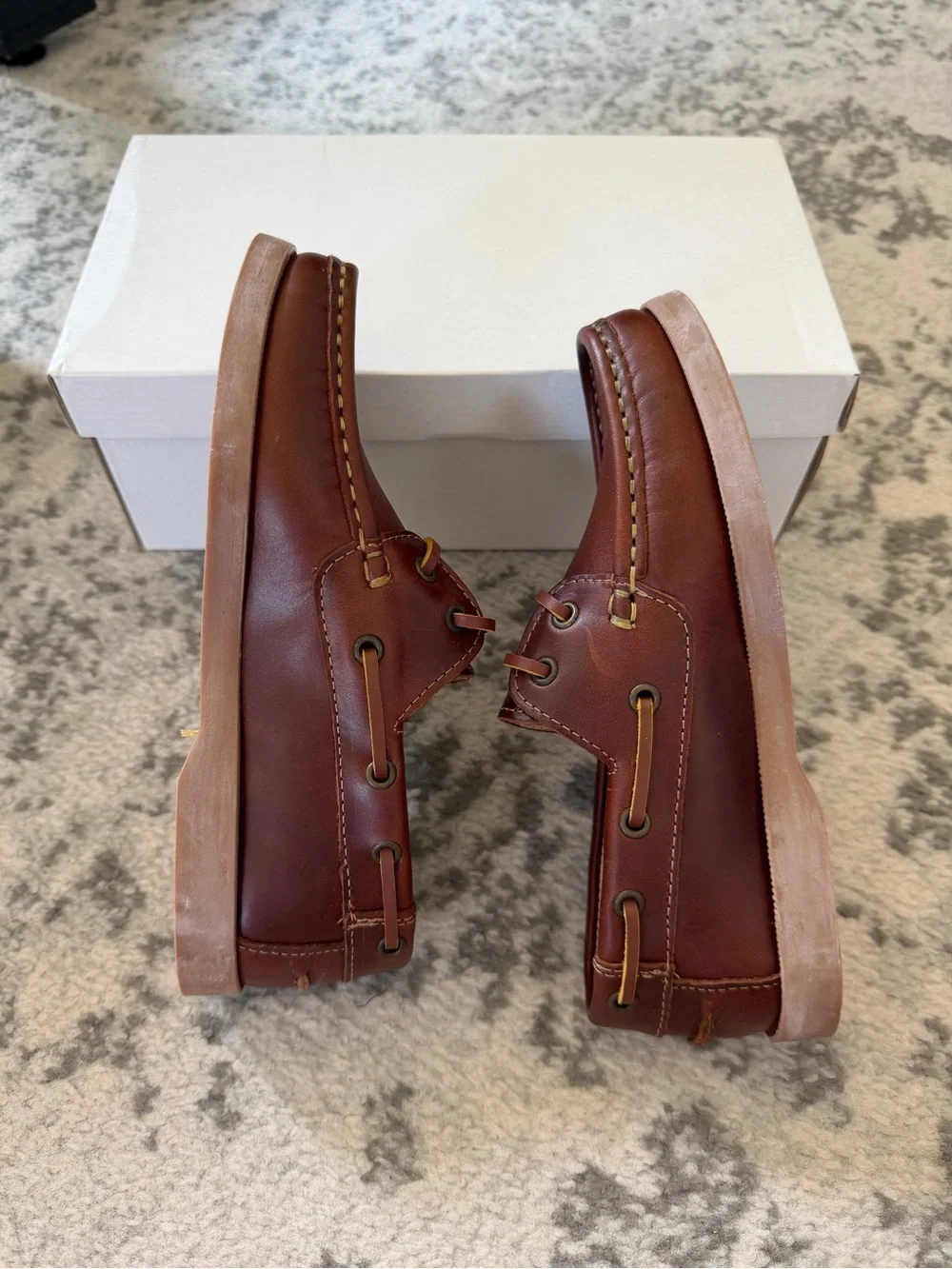 Mini shoes kids brown leather boat shoes EU 34 handmade in Spain